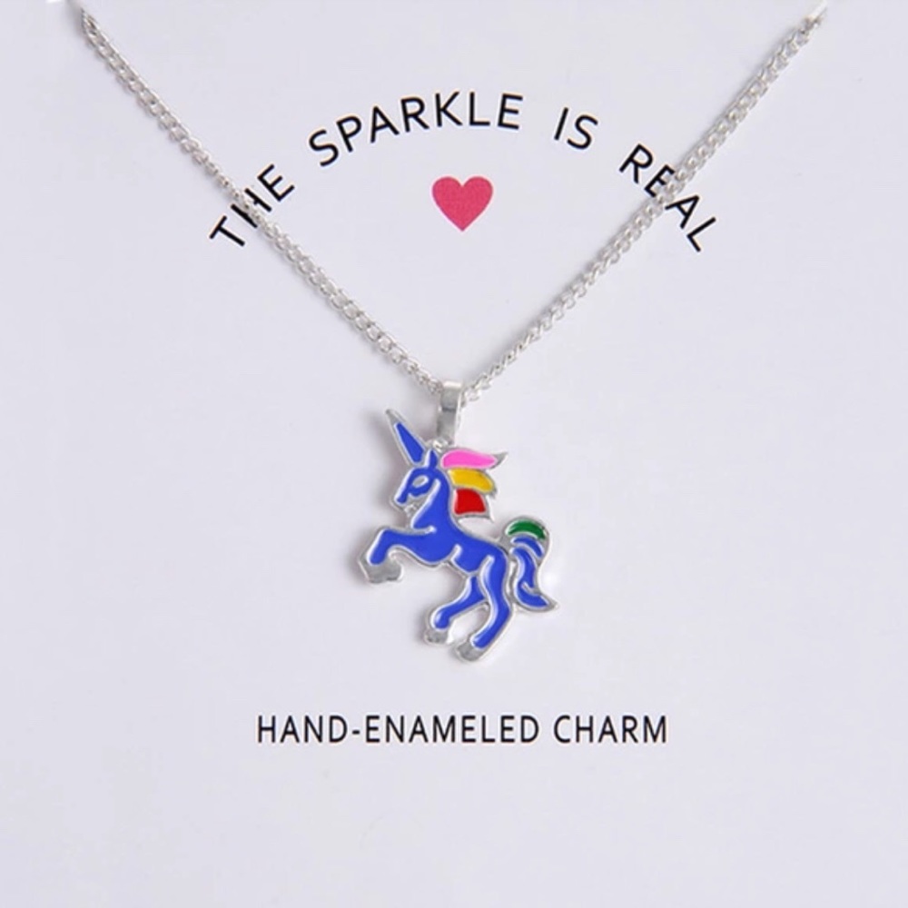 ☀️ 🎉 HP! 🎉 Silver & Blue Unicorn Necklace 🦄